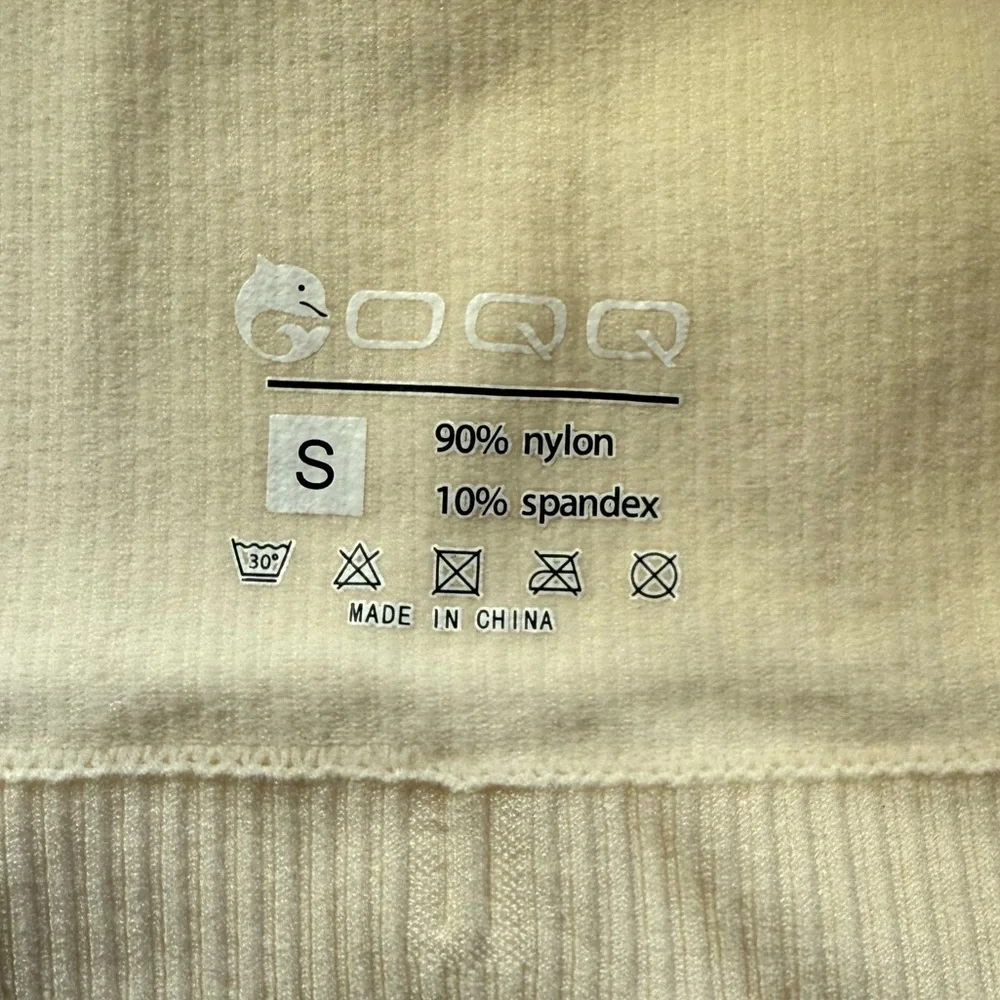 Ribbed Crop Tank Top Beige Scoop Neck Size S - Picture 5 of 5